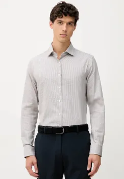 Michael Kors camasa culoarea bej, cu guler button-down, slim, MK0DS01596 imagine