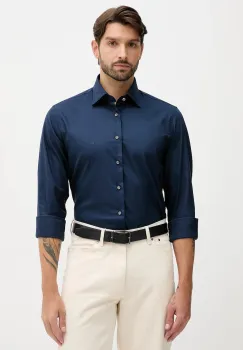 Michael Kors camasa culoarea bleumarin, cu guler clasic, slim, MD0MD91514 imagine