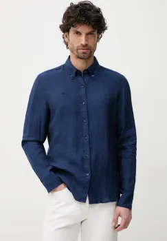 Michael Kors camasa de in culoarea albastru marin, cu guler button-down, slim imagine
