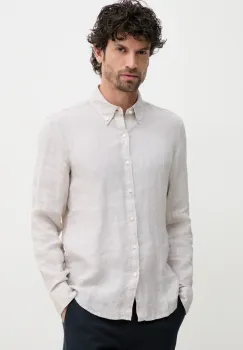 Michael Kors camasa de in culoarea bej, cu guler button-down, slim imagine