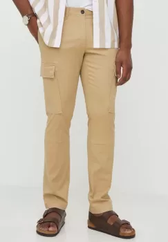 Michael Kors pantaloni barbati, culoarea bej, drept imagine