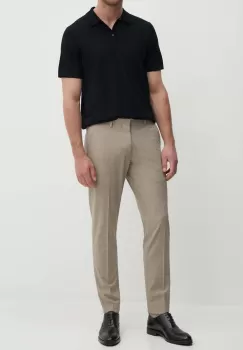 Michael Kors pantaloni de lana culoarea bej, drept, MK0SP01026 imagine