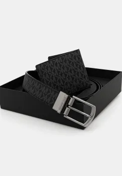 Michael Kors portofel si curea din piele culoarea negru, 39S4LBLN4B imagine