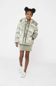 Michael Kors rochie din bumbac pentru copii culoarea auriu, mini, oversize imagine