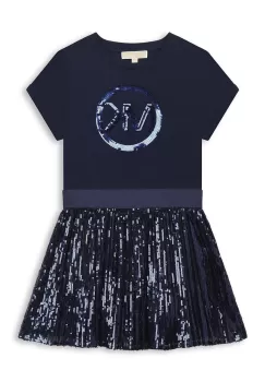 Michael Kors rochie fete culoarea albastru marin, mini, evazati imagine