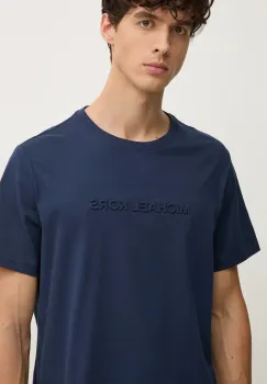 Michael Kors tricou din bumbac barbati, culoarea albastru marin, cu imprimeu, CF4529H1V2 imagine