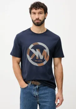 Michael Kors tricou din bumbac culoarea bleumarin, cu imprimeu, CF552TWFV4 imagine