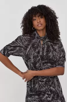 MICHAEL Michael Kors camasa femei, culoarea negru, cu guler clasic, regular imagine
