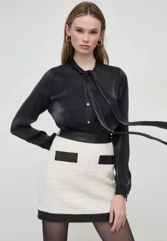 MICHAEL Michael Kors camasa femei, culoarea negru, cu un decolteu legat, regular imagine