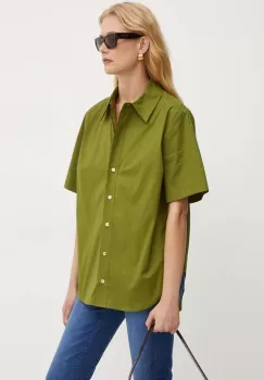 MICHAEL Michael Kors camasa femei, culoarea verde, cu guler clasic, regular, MT440MBF4C imagine