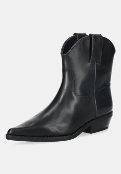 MICHAEL Michael Kors cizme de piele Noemie culoarea negru, cu toc plat, 40F5NOME7L.001 imagine