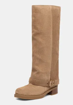 MICHAEL Michael Kors cizme din piele intoarsa Colby culoarea bej, cu toc plat, 40F5COFB5S.297 imagine