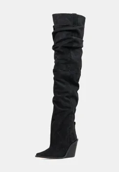 MICHAEL Michael Kors cizme din piele intoarsa Noemie culoarea negru, cu toc drept, 40F5NOMB1S.001 imagine