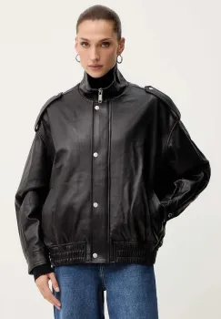 MICHAEL Michael Kors geaca de piele culoarea negru, de tranzitie, MF520IXFAF imagine