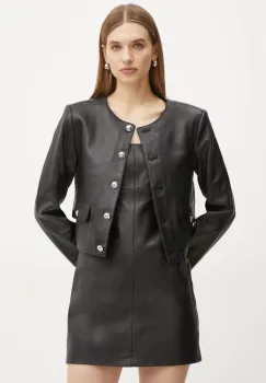 MICHAEL Michael Kors geaca de piele femei, culoarea negru, de tranzitie, MF410AQFAF imagine