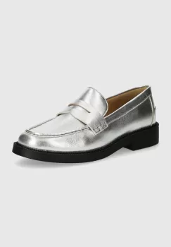 MICHAEL Michael Kors mocasini de piele Eden femei, culoarea argintiu, cu toc plat, 40T4EDMP1M 040 imagine