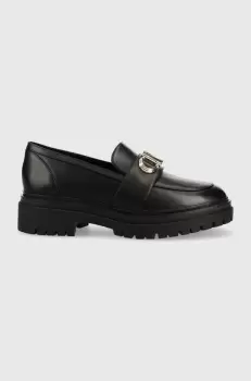 MICHAEL Michael Kors mocasini de piele Parker femei, culoarea negru, cu platforma imagine
