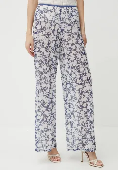 MICHAEL Michael Kors pantaloni culoarea bleumain, drept, high waist, MM55128 imagine