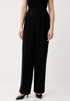 MICHAEL Michael Kors pantaloni culoarea negru, lat, high waist, MR530RCENX imagine
