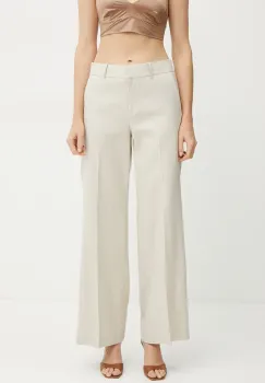 MICHAEL Michael Kors pantaloni din in femei, culoarea bej, drept, high waist, MS530TFH6R imagine