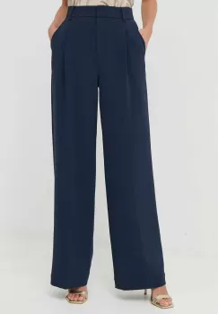 MICHAEL Michael Kors pantaloni femei, culoarea albastru marin, drept, high waist imagine