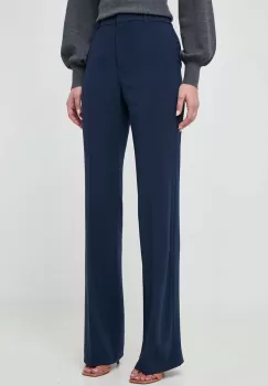 MICHAEL Michael Kors pantaloni femei, culoarea albastru marin, lat, high waist imagine