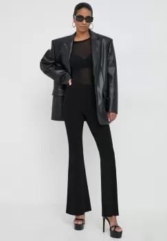 MICHAEL Michael Kors pantaloni femei, culoarea negru, evazati, high waist imagine