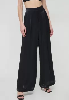 MICHAEL Michael Kors pantaloni femei, culoarea negru, lat, high waist imagine