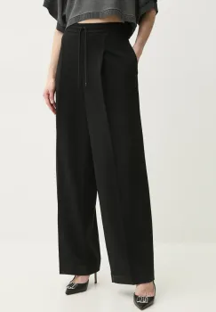 MICHAEL Michael Kors pantaloni femei, culoarea negru, lat, high waist, MS530TBENX imagine