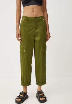 MICHAEL Michael Kors pantaloni femei, culoarea verde, drept, high waist imagine