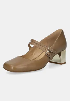 MICHAEL Michael Kors pantofi de piele Matilda culoarea bej, cu toc drept, 40F5MTMP1L.297 imagine