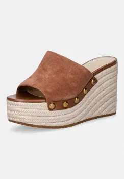 MICHAEL Michael Kors papuci de dama din piele intoarsa Mayes Wedge Sandal imagine
