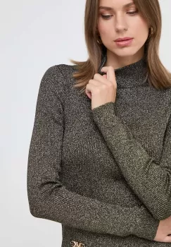 MICHAEL Michael Kors pulover femei, culoarea auriu, cu turtleneck imagine
