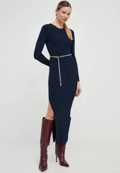 MICHAEL Michael Kors rochie culoarea albastru marin, maxi, mulata imagine