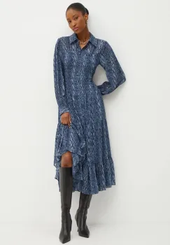 MICHAEL Michael Kors rochie culoarea albastru marin, midi, evazati, MF482L7F4N imagine