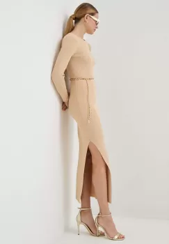 MICHAEL Michael Kors rochie culoarea bej, maxi, mulata imagine