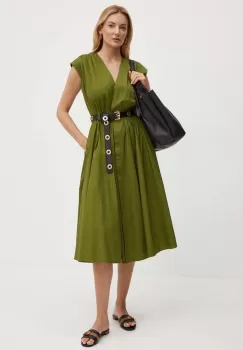 MICHAEL Michael Kors rochie culoarea verde, midi, evazati, MT482F5F4C imagine