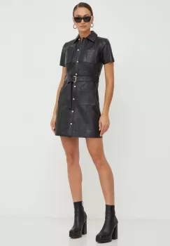 MICHAEL Michael Kors rochie de piele culoarea negru, mini, drept imagine