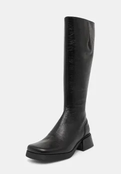 Miista ghete de piele Brunildha culoarea negru, cu toc plat, E8_4057 imagine