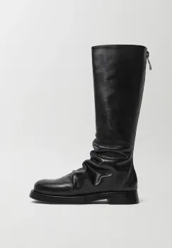 Miista ghete de piele Ebba femei, culoarea negru, cu toc plat, MI_5599 imagine