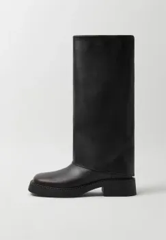 Miista ghete de piele Leala culoarea negru, cu toc plat, E8_3963 imagine