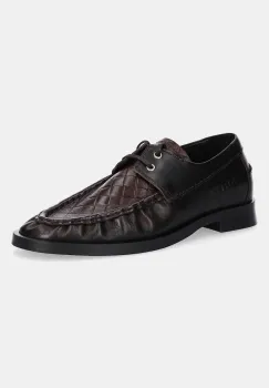 Miista mocasini de piele Edelira culoarea maro, cu toc plat, E8_4074 imagine