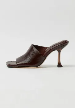 Miista papuci de piele Miri culoarea maro, cu toc cui, MI_5414 imagine