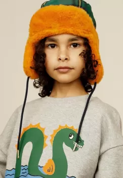Mini Rodini caciula copii culoarea portocaliu, din tricot gros imagine