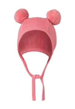 Mini Rodini caciula de bumbac pentru copii Fine knit culoarea roz, bumbac, din tesatura unia, 2566510028 imagine