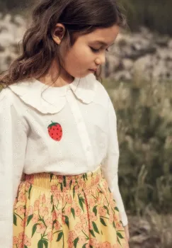 Mini Rodini camasa de bumbac pentru copii Strawberry culoarea alb, 25720127 imagine