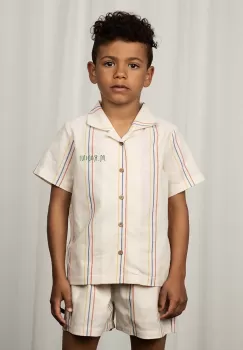 Mini Rodini camasa din amestec de in pentru copii culoarea bej imagine