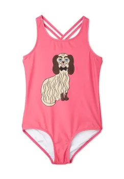 Mini Rodini costum de baie dintr-o bucata pentru copii Dashing dog culoarea roz, 1100006428 imagine
