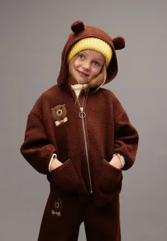 Mini Rodini geaca copii Bear culoarea maro, 25710122 imagine