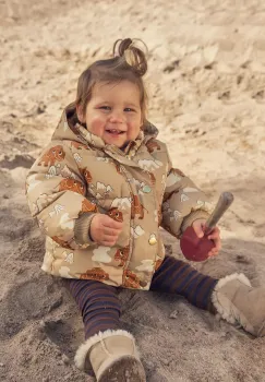 Mini Rodini geaca copii Mammoths culoarea bej, 25710114 imagine